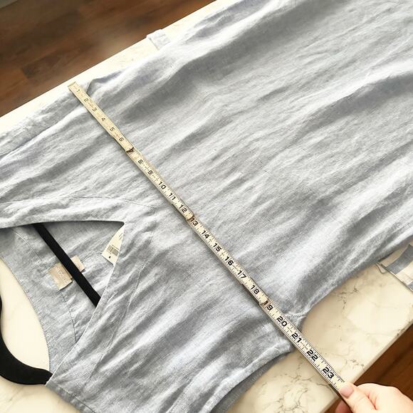 Chico’s Size 1 Sleeveless Stripe Hem Linen Tie Belt Midi Dress women’s size 8 - Picture 4 of 11